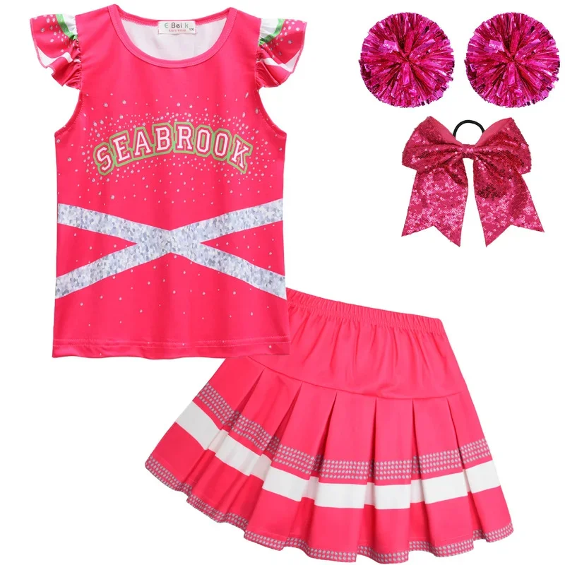 Costumes de cosplay Zvised 3 Addison pour enfants, jupe en Y, ensembles de fleurs à la main, Cheer Leader, tenue d'Halloween pour enfants, vêtements pour filles