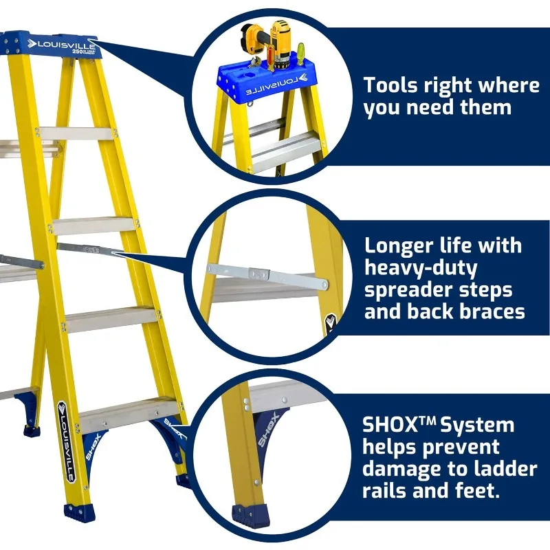 FS2005 Fiberglass Step Ladder, 5-Feet/250lb, Yellow