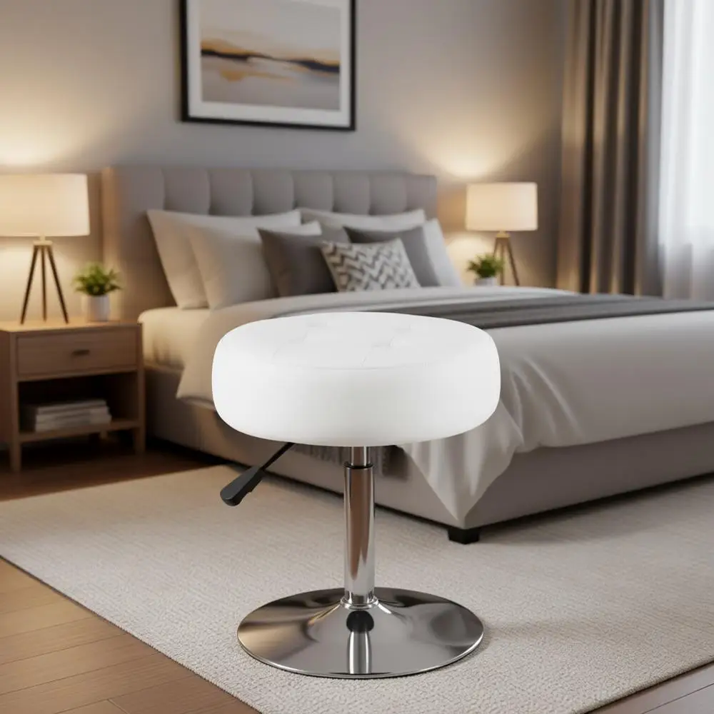 

Круглый пуф-стул для макияжа из искусственной кожи, регулируемый по высоте, с поворотом на 360 градусов