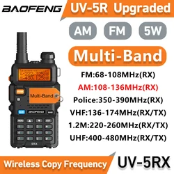 Baofeng 5RX 5W Multi-Bands 136-174/220-260/400-520MHz Tri-band One Key Frequency Match 1800mAh Repetidor Rádio Portátil