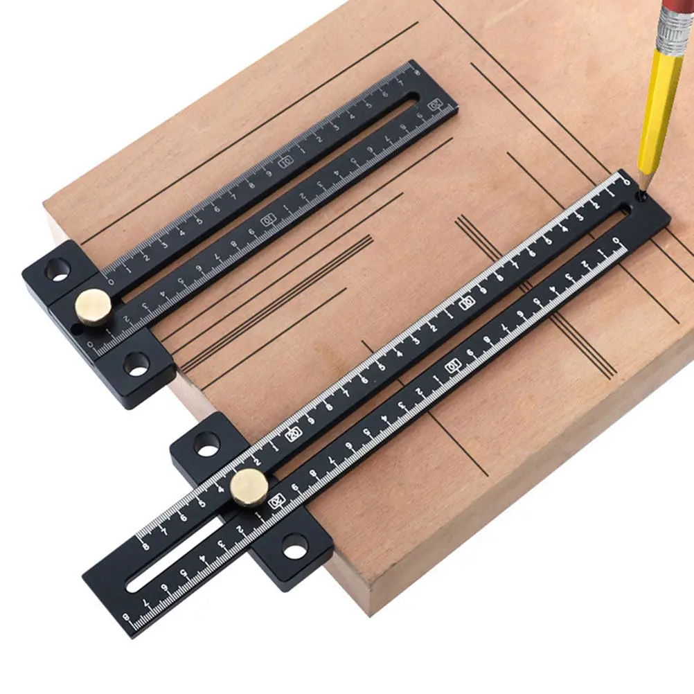 280Mm Aluminum Alloy Scribing Ruler Professional Woodworking Marking Gauge Cnc Precision Hole Ruler for Mortise Layout Parallel