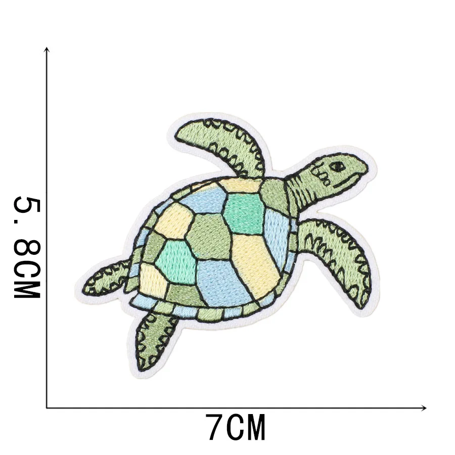 Summer Wave Turtle Flower Embroidery Patches for Clothing Kids Iron on Clothes Sticker Cartoon Car Bike Applique Hand Account