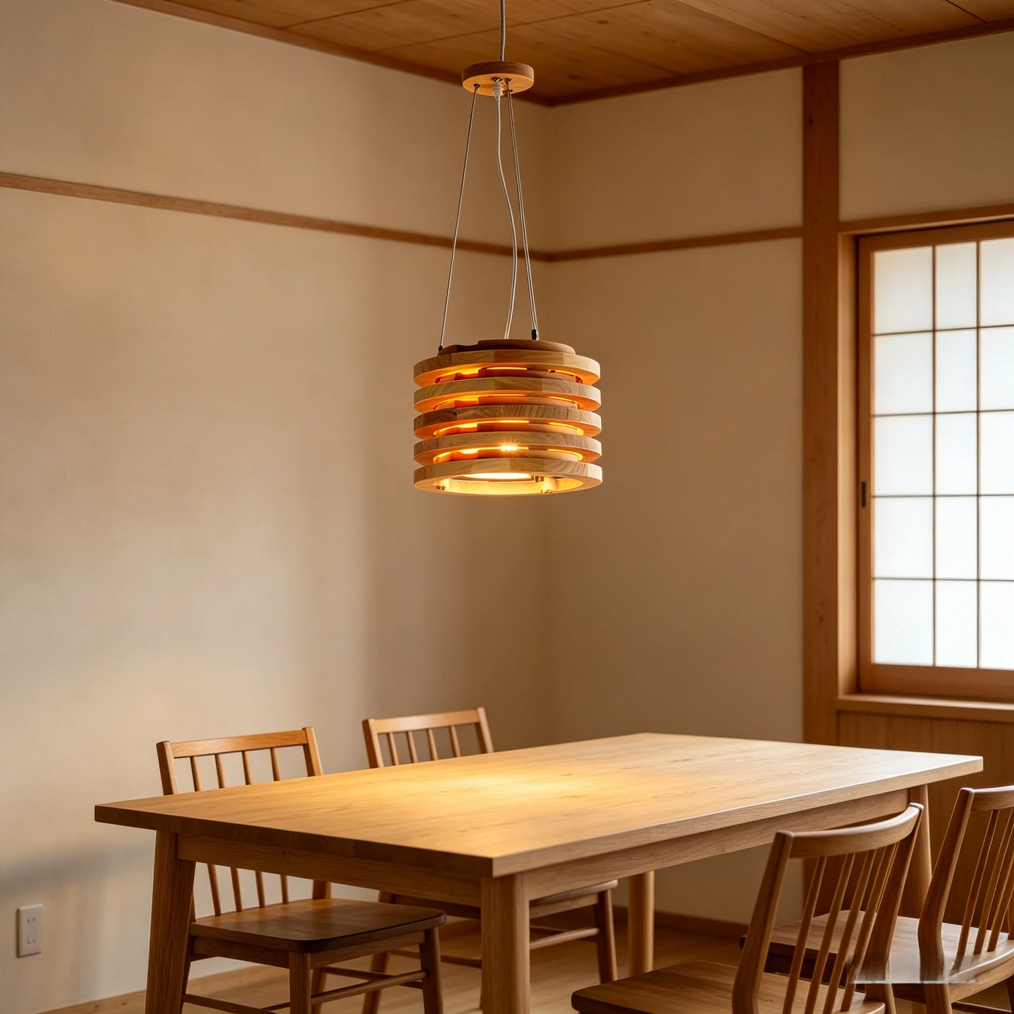 ！@Minimalist Wood Grain LED Pendant Light Irregular Wooden Chandelier D20xH40cm Engraved Reusable for Living Room Restaurant