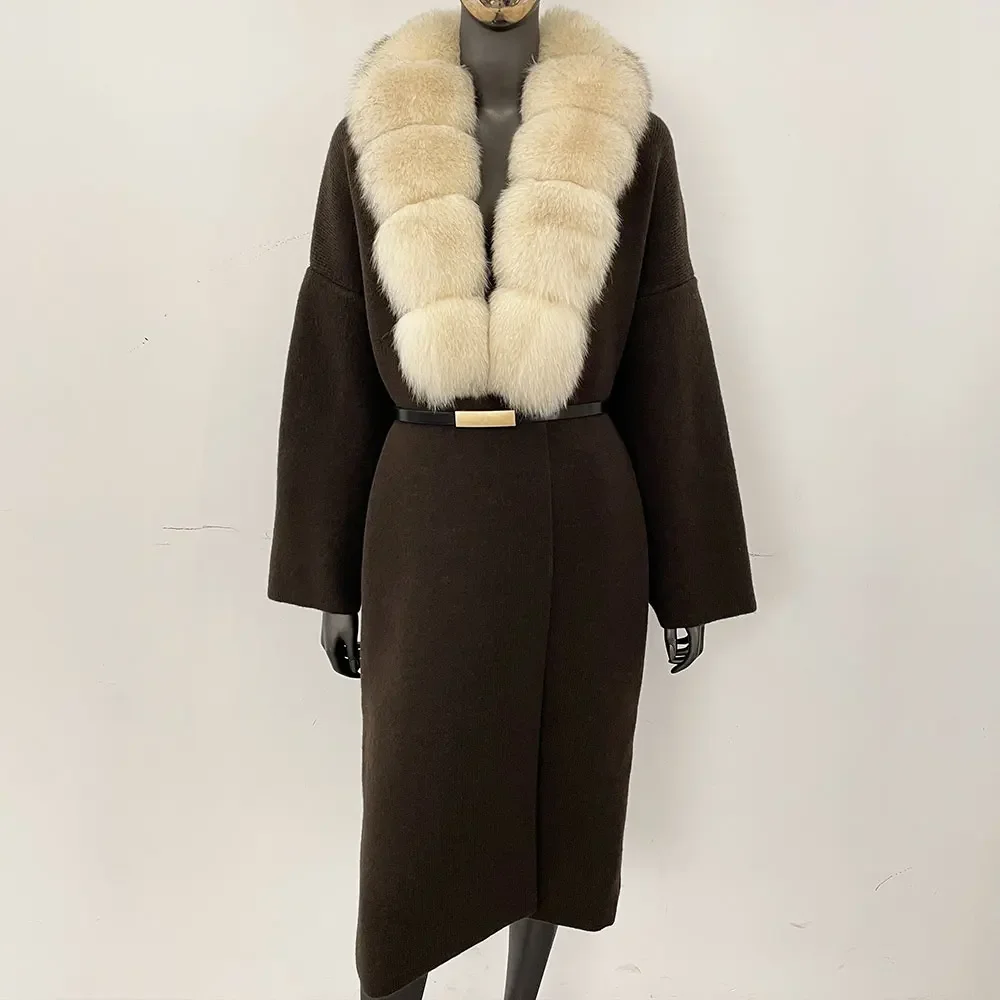 حقيقي الثعلب الفراء تريكو النساء 2024 جديد الخريف الشتاء الطبيعي الراكون الفراء محبوك معطف الفراء سترة سترة الإناث #4