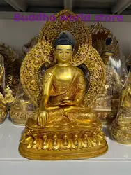 35cm large Tibet Thailand copper Tantric Shakyamuni RU LAI Backlight Buddha statue Buddha Temple Family Effective protection