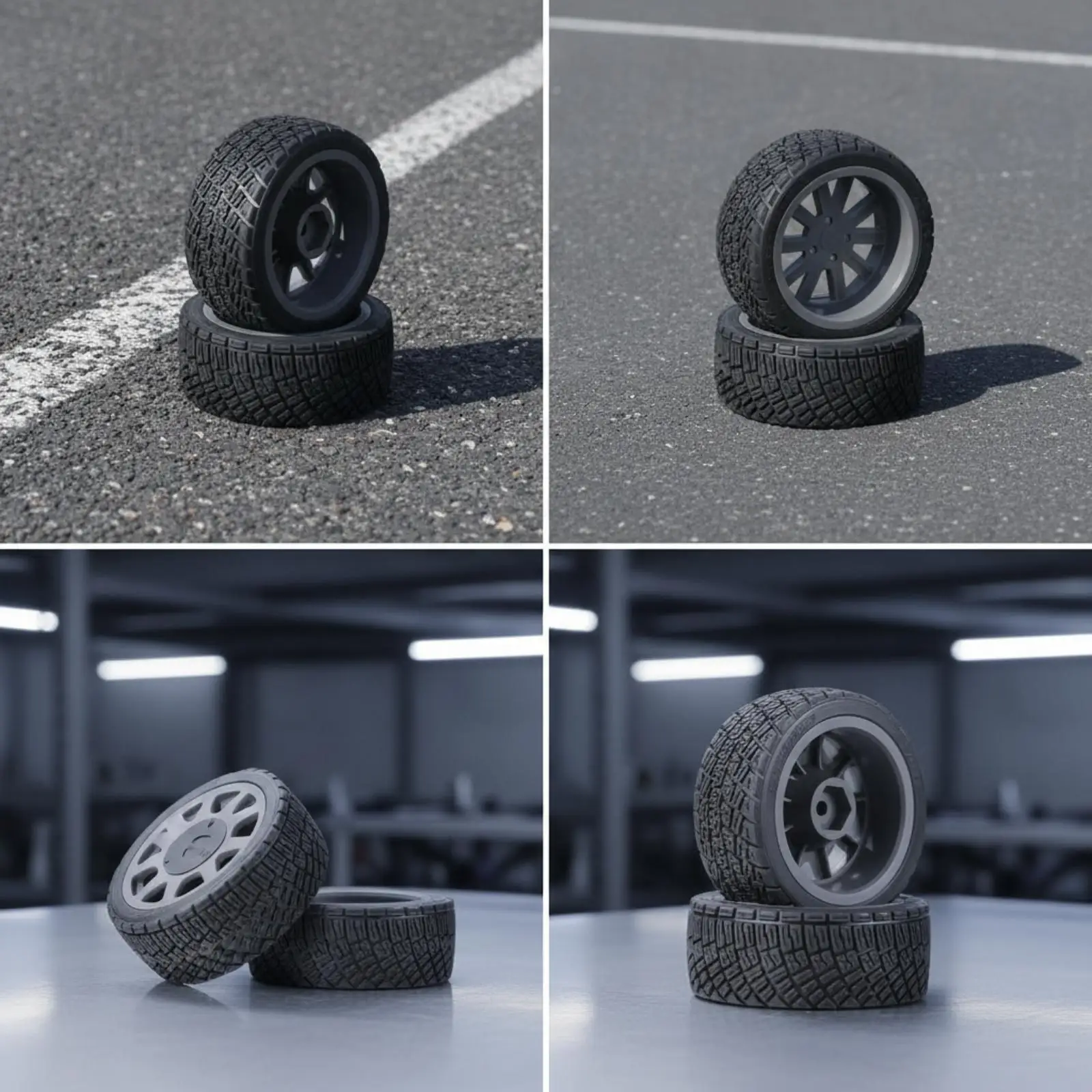 Plastic Racing Tire for RC Car 68mm Outer Diameter Deep Tread Replacement Wheel for 1/10 Scale Hobby Driving