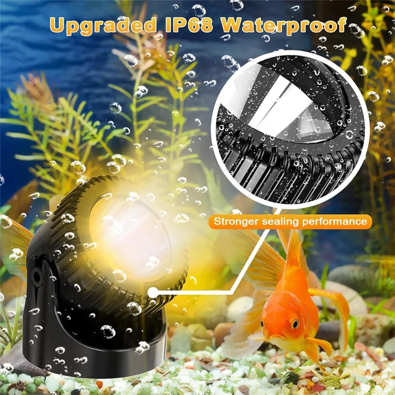

SYW-Underwater Pond Lights IP68 Waterproof Fountain Lights Forfish Aquarium Tank Garden Warm White US Plug