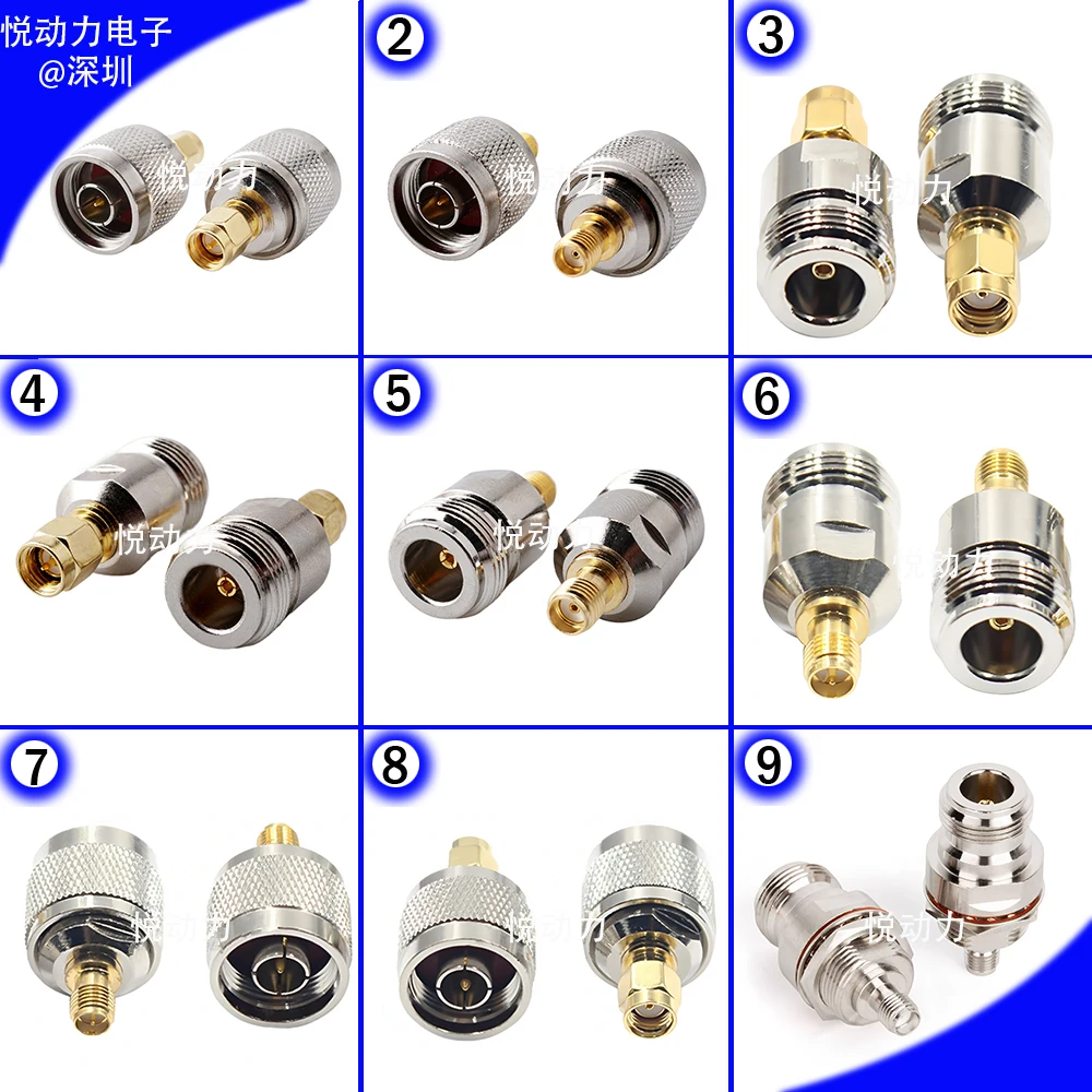 

N Type SMA RF Adapter N Female Plug Male Jack To RPSMA Male Female Plug Nickel Plated RF Coaxial Connector for Radio Antenna