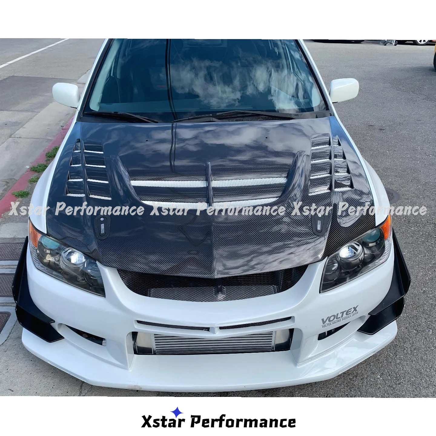 Volte Style Carbon Fiber Hood Bonnet For Mitsubishi Lancer Evolution Evo 7 8 9