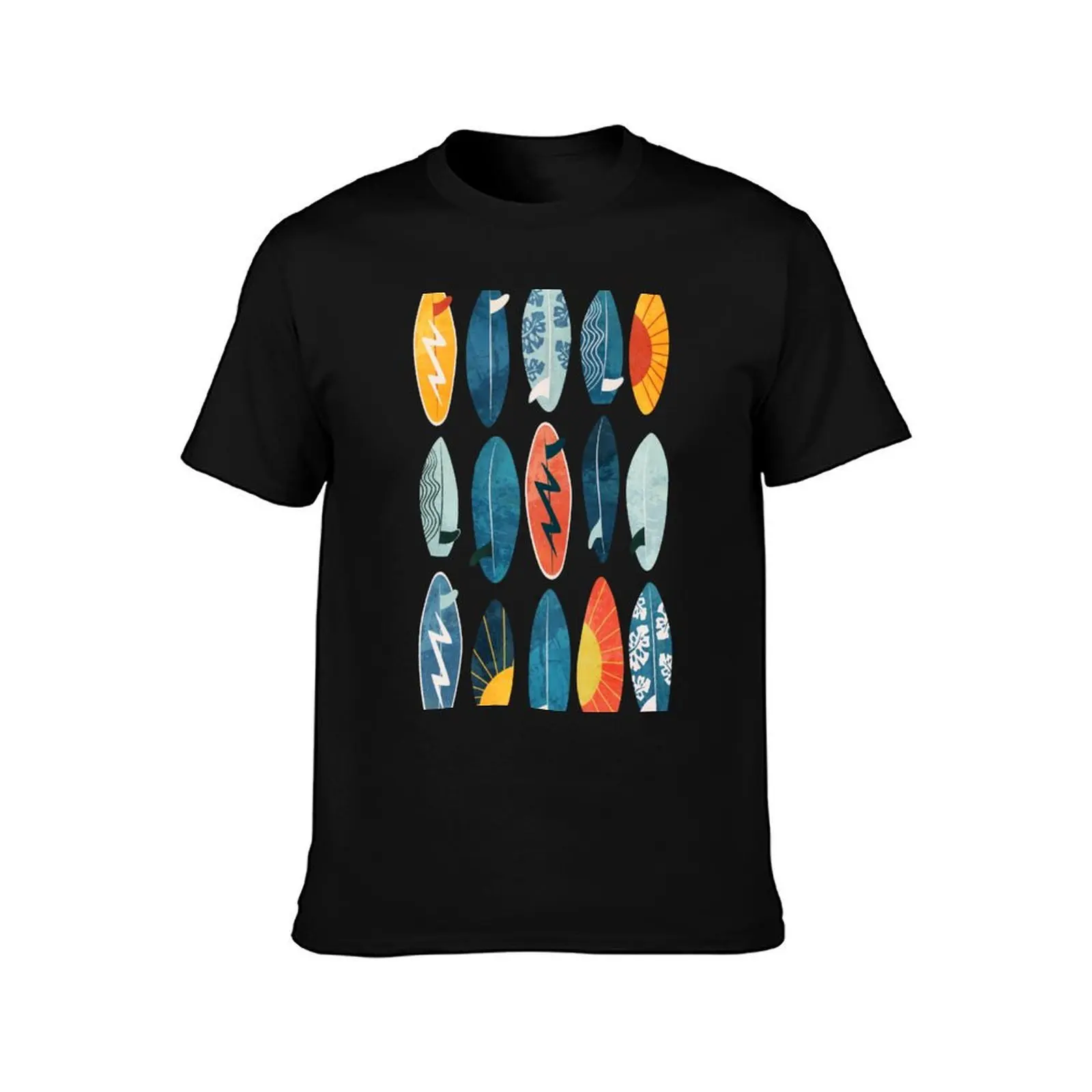 Surfboard green T-Shirt, Summer Casual Cotton Tee, Oversized Streetwear Tops, Vintage Graphic Print, Loose Fit Short Sleeve
