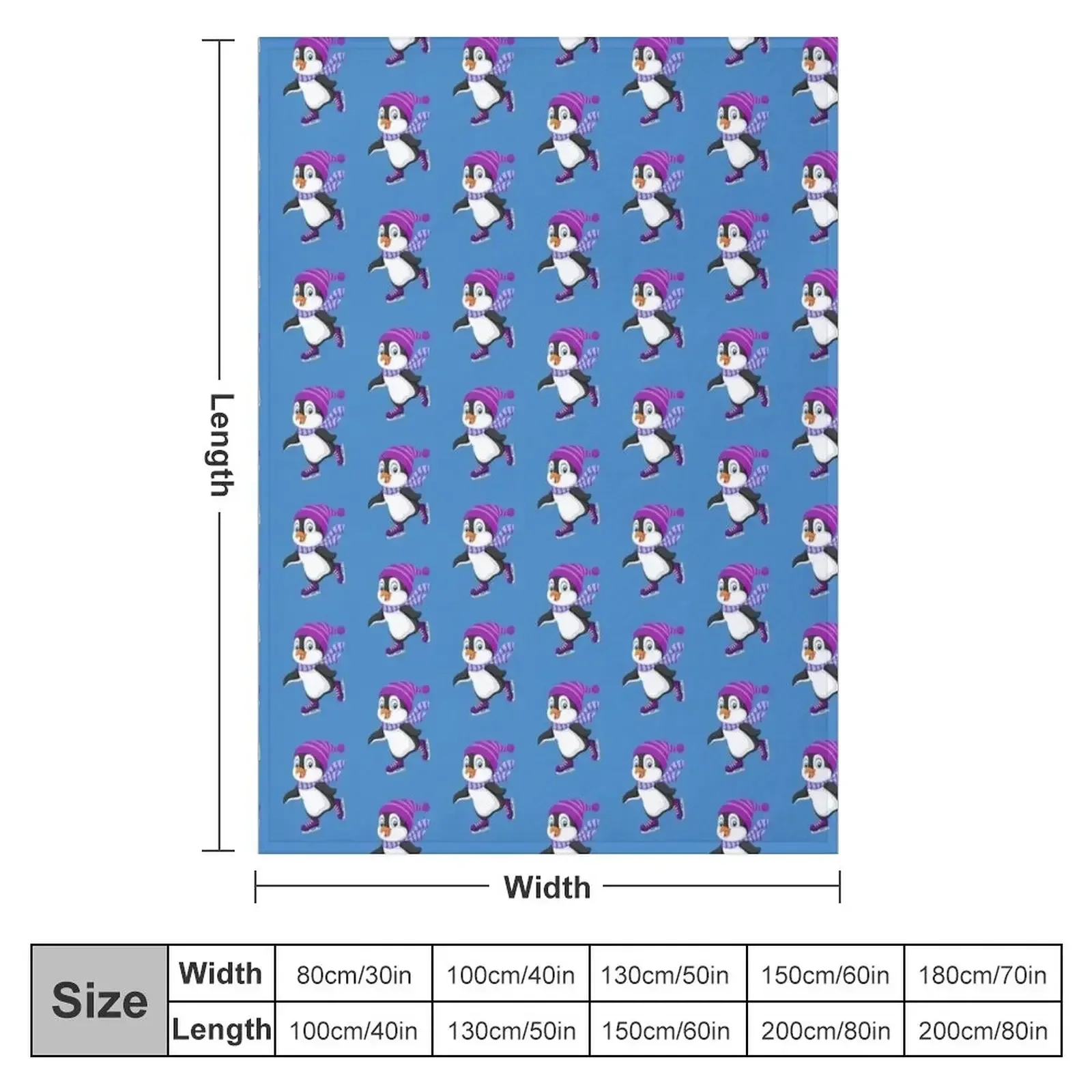 Cute Penguin Ice Skating Purple Hat Skates Throw Blanket Luxury St Decorative Throw Thin Camping Blankets