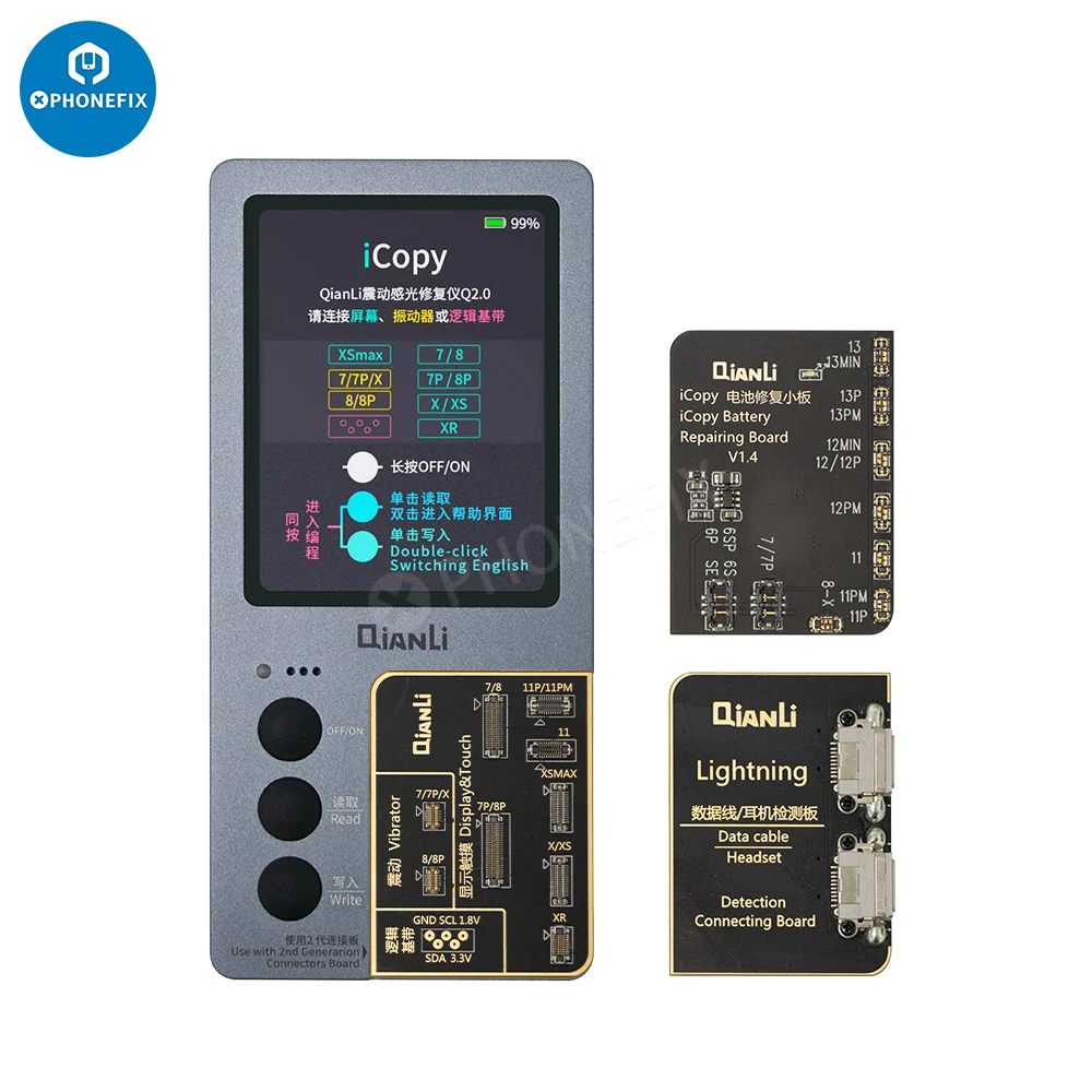 Qianli-placa de bateria icopy plus para iphone, display de transferência para vibrador, reparo eprom, para modelos 7, 8, x, xr, xs max, 11 pro max