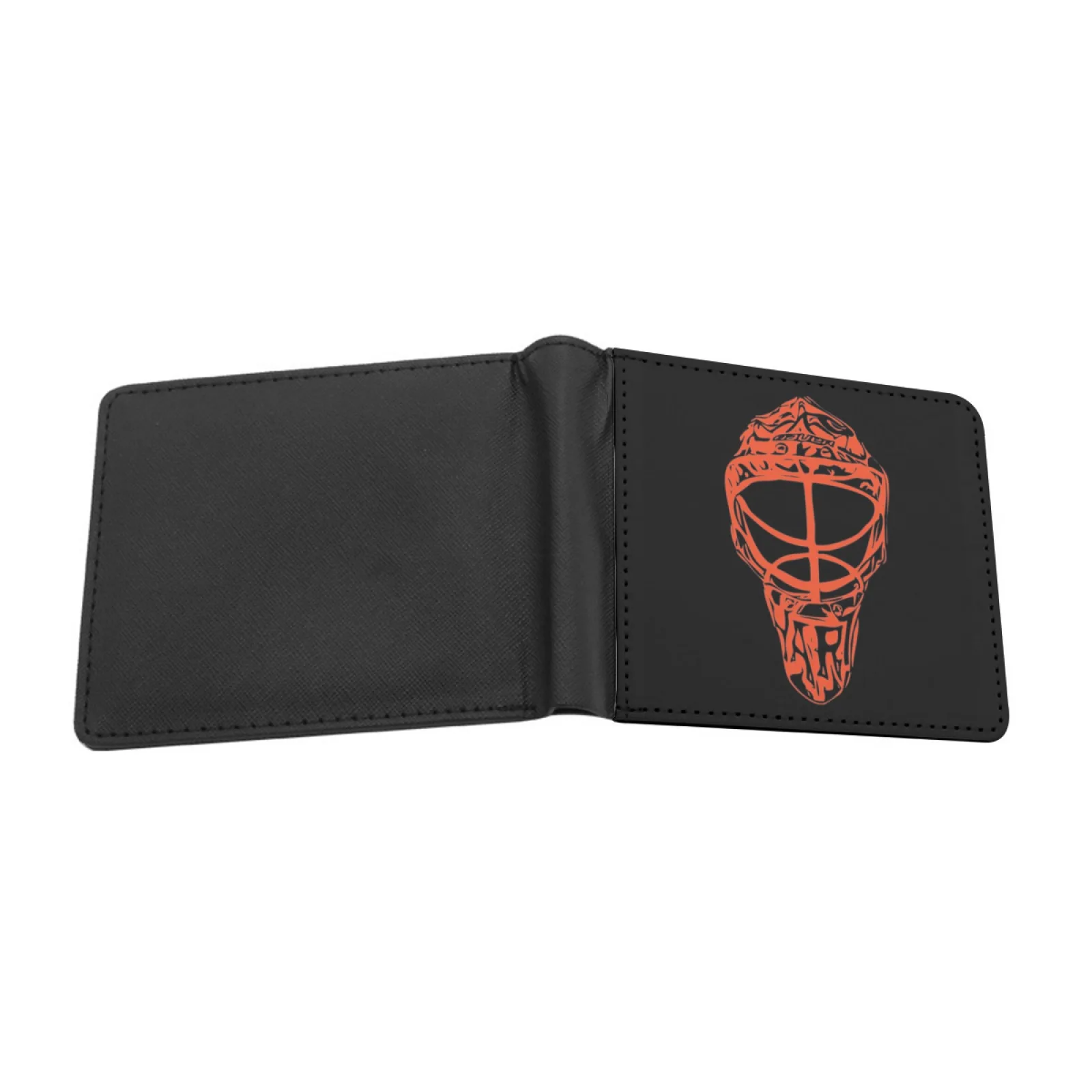 Carter Hart Mask Personalized Men's Leather Wallet Credit Card Pouch Purse Flyers Hockey Philly Philadelphia Goalie Carter Hart