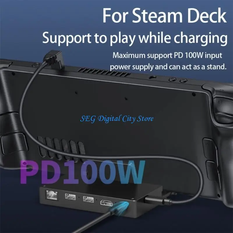

U75B Docking Station for Steam Deck,6-in-1 SSD Dock Base with 4K@60Hz & Gigabit-ethernet 2x USB3.2 Port