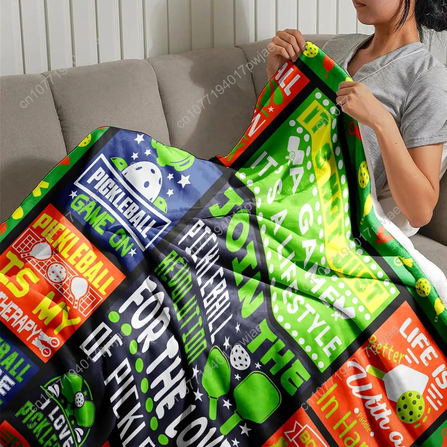Join The Pickleball Revolution Flannel Throw Blanket Funny Slogan for Women Men Custom blankets