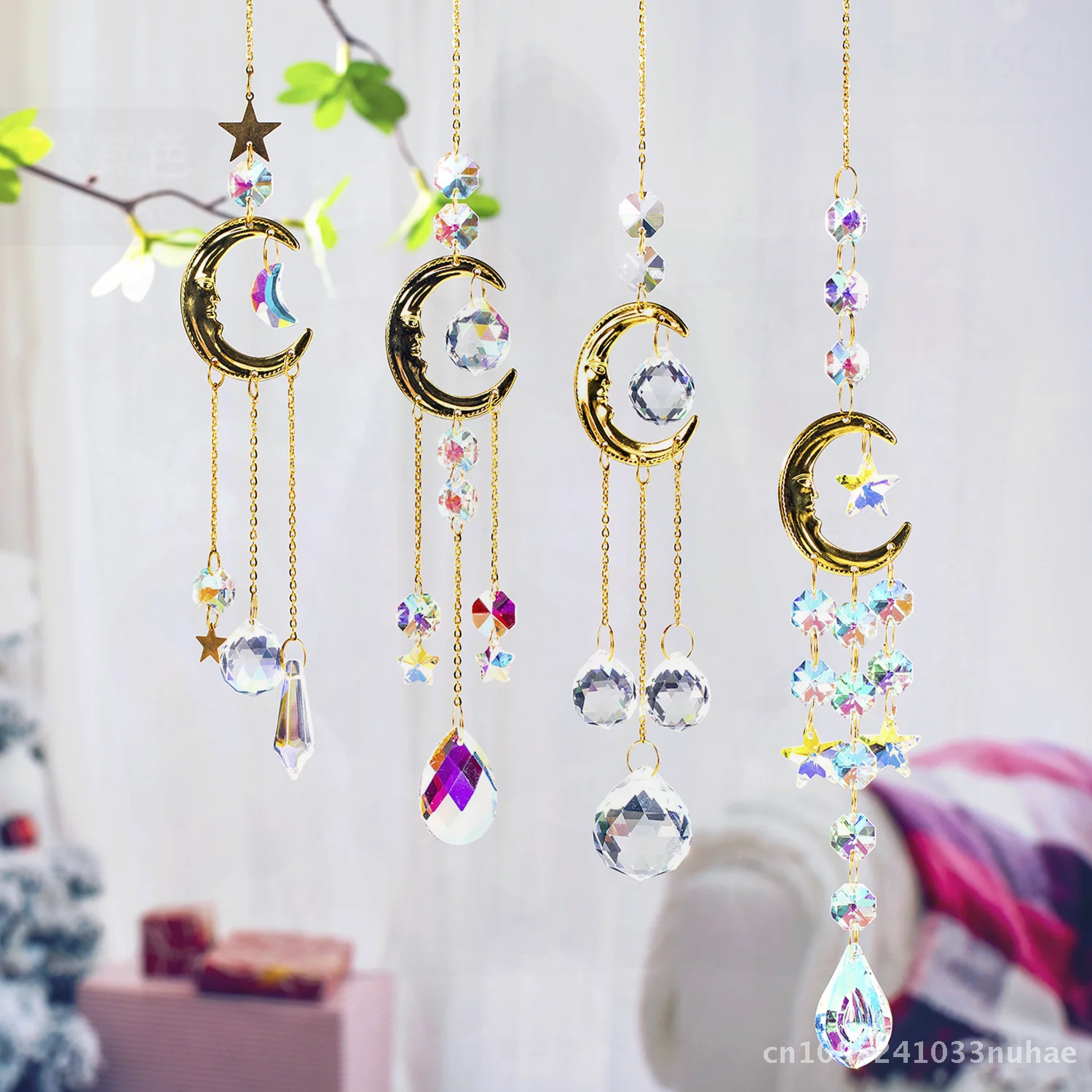 

New Smiley Sun Moon Crystal Catcher Jitang Garden Decoration Pendant