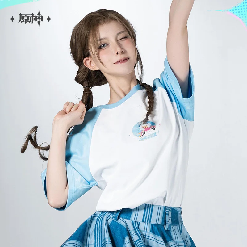 Pre-sale Genuine Genshin Impact Mualani Cosplay Costume T-shirts Fashion Cotton Tees Unisex Couple Daily Wearing Tops for Fan