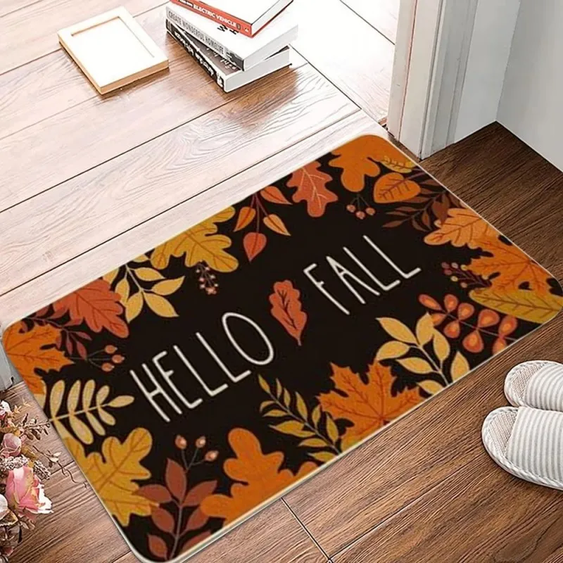 VIKAMA Fall Maple Leaf Pumpkin Doormat—Machine-Washable, Stain-Resistant Doormat for Entryways and Patios—Home Decor