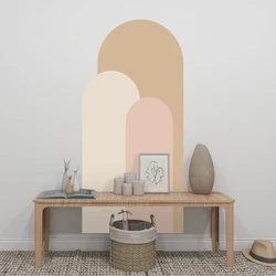 Wall Stickers Boho Style Abstract Arch Beige/Pink/Brown Peel And Stick Removable DIY PVC Living Room Wall Mural Easy To Paste