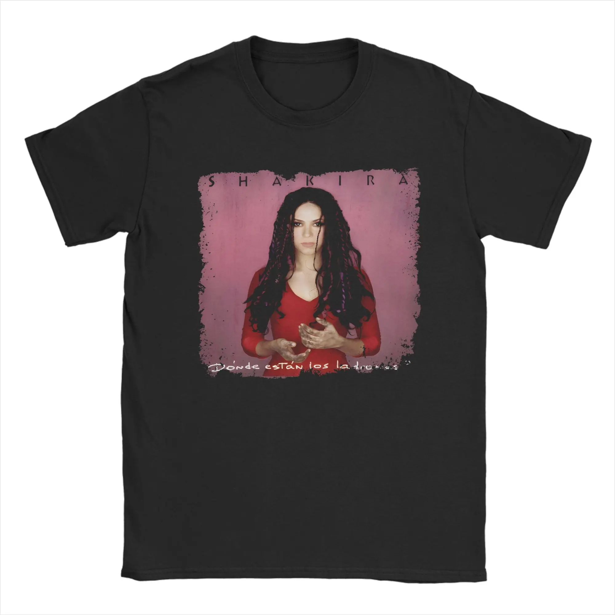 Camiseta Shakira Donde Estan Los Ladrones, camisetas populares de verano para hombre, camisetas de algodón con cuello redondo de talla grande 5XL, ropa, camisetas de manga corta