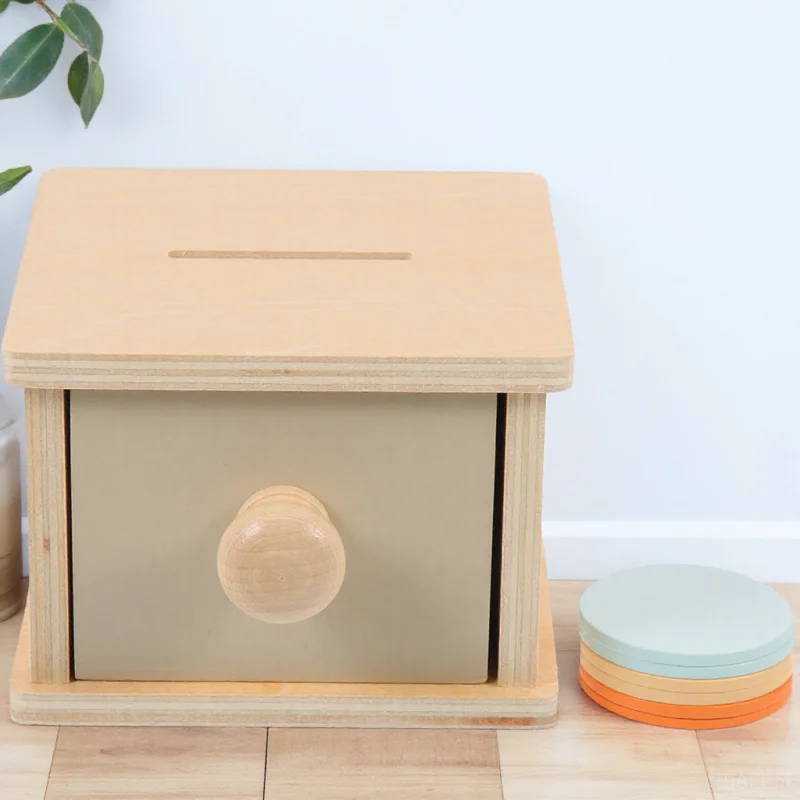 

1pc Baby Coin Plaything Kids Color Cognition Educational Fine Motor Skills Training Wooden Box For Toddlers 1-3 Years Early