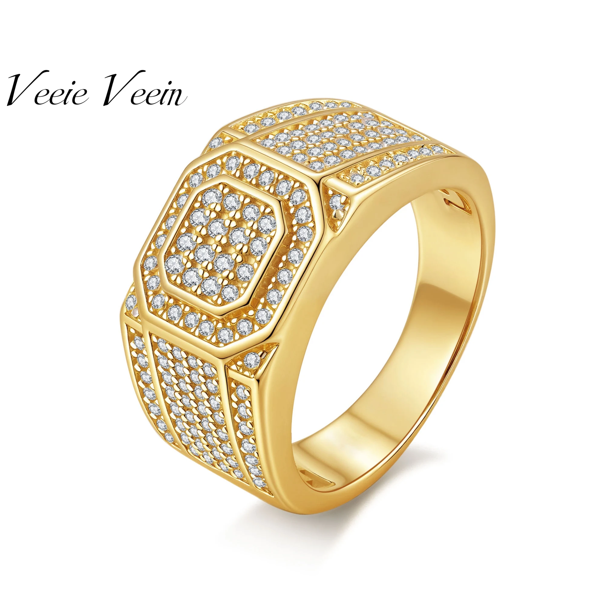 

Veeie Veein Luxury Brand GRA Certificate S925 Sterling Silver Ring Hip-Hop Three-Dimensional Starry Sky Moissanite Men'S A