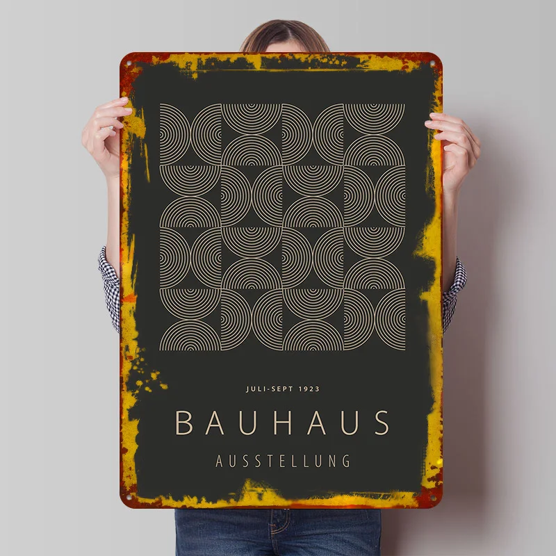 BAUHAUS Concentric 32 Tin Plaque Poster Customized Wall Art Retro Vintage Metal Signs for Man Cave Room Decorations House Decor