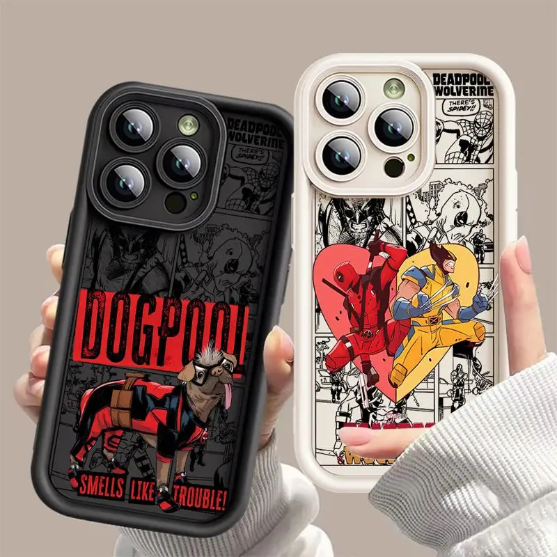 Marvel Deadpool And Wolverine Soft Liquid Silicone Phone Case For iPhone 11 12 13 14 15 Pro Max Plus Shockproof Back Cases Cover