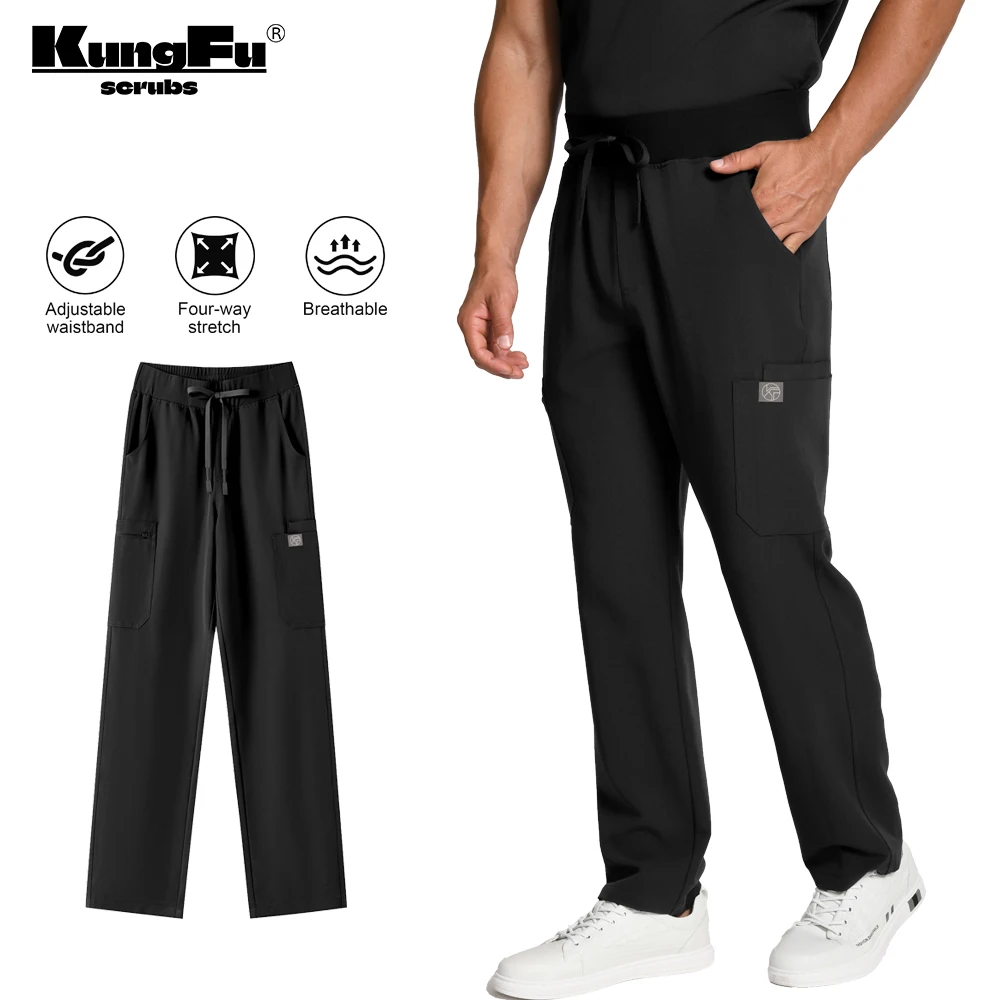KUNGFU SCRUBS Softness Surgical Uniform Men Workwear Anti-wrinkle Scrubs Pet Vet T-shirt Pants Medical Uniform Nurse Clothes