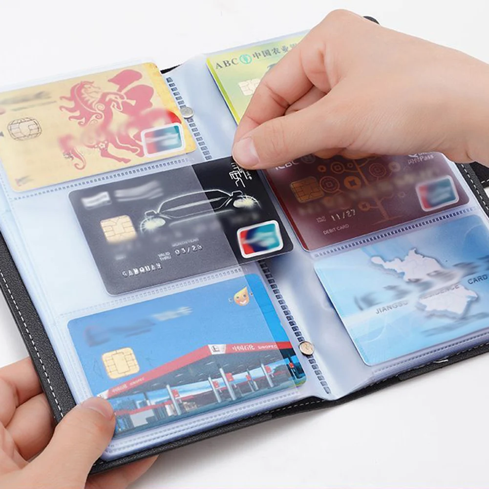 Large Capacity ID Card Holder 96 Slots Metal Buckle Premium PU Waterproof Credit Card Wallet Men Women For Business Trip Travel