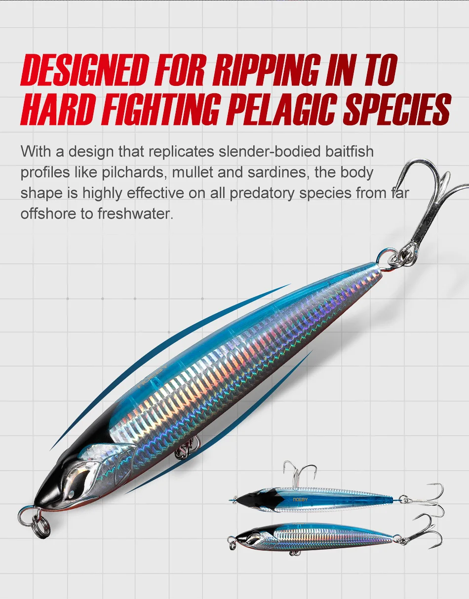 Noeby Big Pencil Stickbait 16cm 59g 19cm 86g Angelköder Schwimmender Trolling-Oberflächenköder für GT Meeres- und Bootsangeln – Detail 7