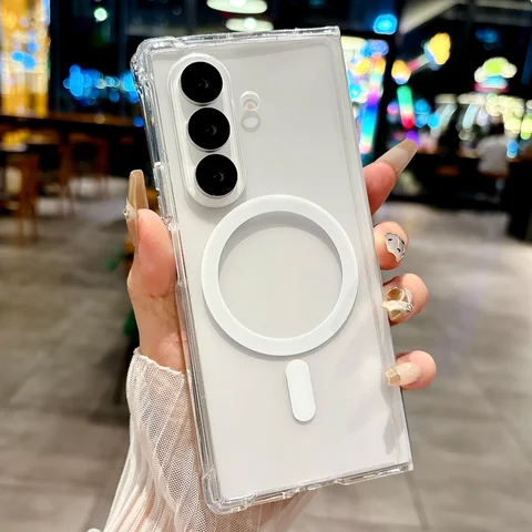 Compatible With Magsafe For Samsung Galaxy Z Fold 6 5 4 3 Z Fold3 Fold4 Fold5 Fold6 Transparent Shockproof Phone Cover Case