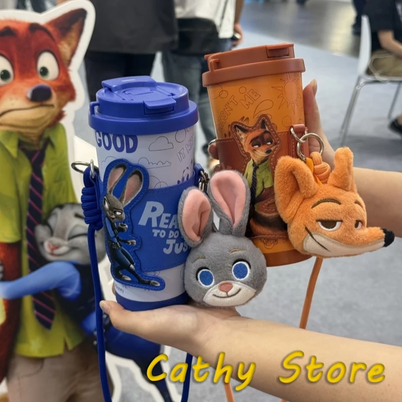 

Zootopia Nick Wilde Judy Hopps 500 мл большой емкости из нержавеющей стали, термос для кофе, портативная чашка для воды с сумкой, подвесные подарки