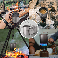 TOMSHOO Ultralight 750ml Titanium Pot Portable Titanium Water Mug Cup with Lid and Foldable Handle Outdoor Camping Cooking
