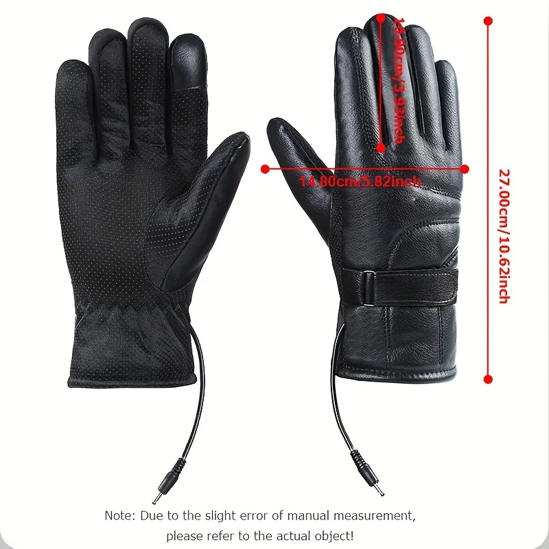 USB Motorcycle Heated Gloves PU Leather Winter Warm Adjustable Temperature Gloves Touch Screen Skiing Heated Gloves 48/60/72V