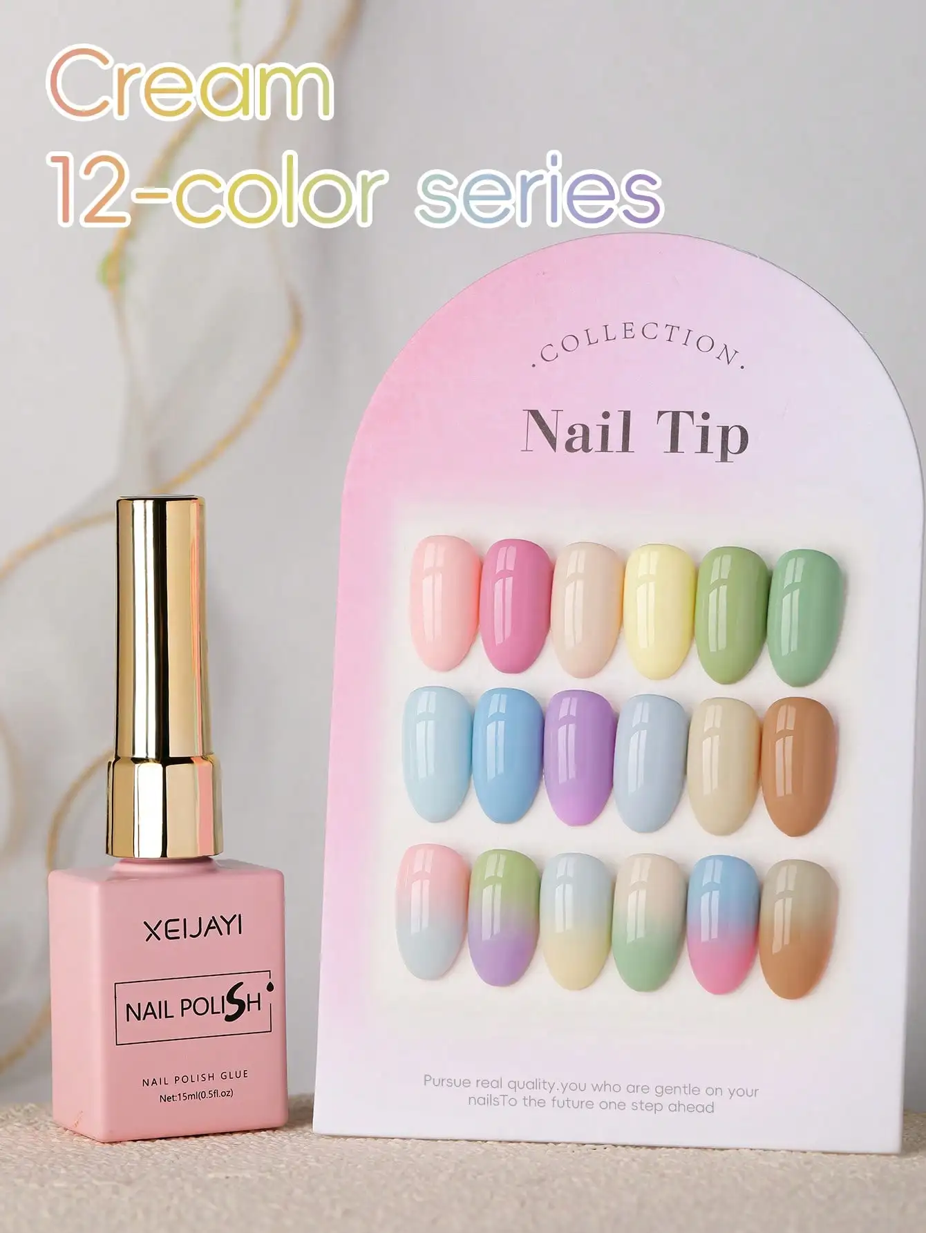 XEIJAYI Juego de esmaltes de uñas en gel serie crema de 12 piezas, kit de gel transparente nude a Mocha con acabado brillante, manicura DIY de calidad de salón