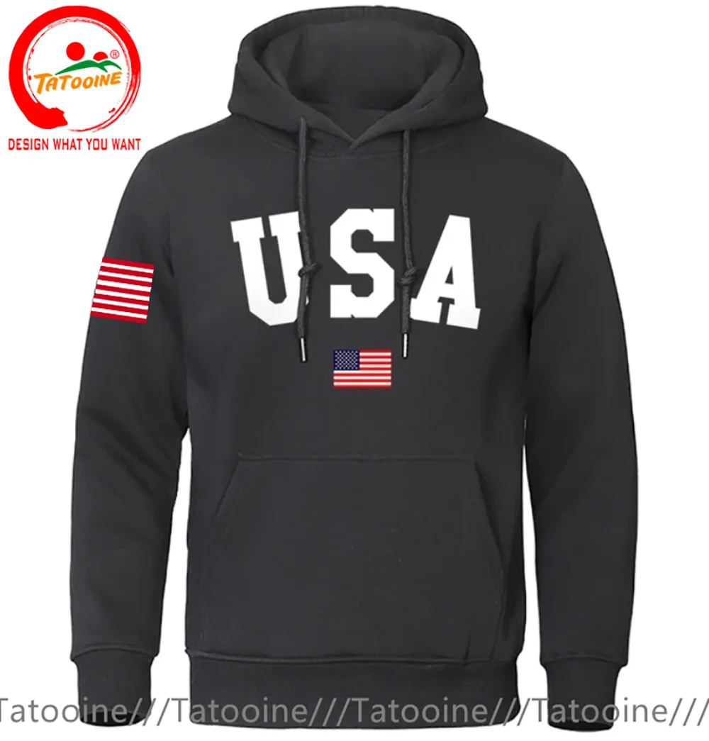 Capital USA And Flag Of The United States Men Sweatshirt Japan Anime Clothes Autumn Loose Hoodies Fashion Pocket Warm Pullovers