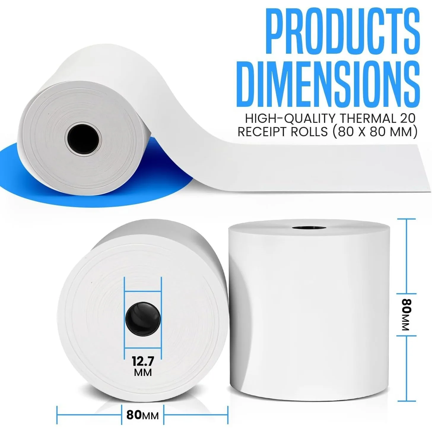 2Rolls 80x80 Thermal Rolls Paper Receipt Till Rolls - Premium Quality, Long-Lasting, Fast-Printing, For Most Thermal Printer
