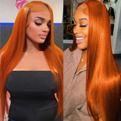 Lumiere Hair-Perruque Lace Closure Wig lisse orange, 30 pouces, 13x4, 4x4, densité 180, pour femmes