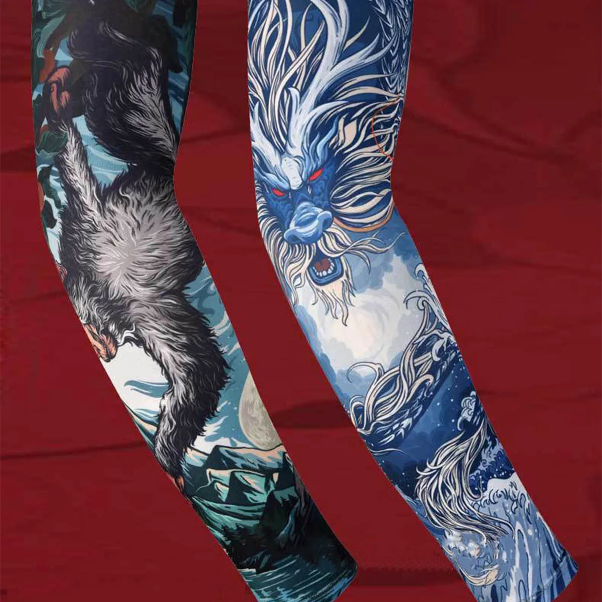 Mangas de tatuaje del zodiaco personalizadas, cubiertas de brazo de seda de hielo, ciclismo de verano y conducción, mangas frías de hielo, guantes