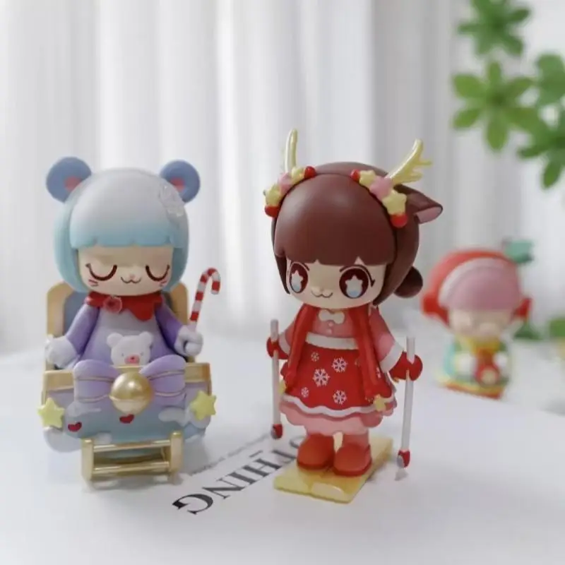 52TOYS Kimmy & Miki Wonderful Wish Night Series Blind Box - Figura giocattolo di Natale alla moda Ornamento da collezione Regalo di compleanno