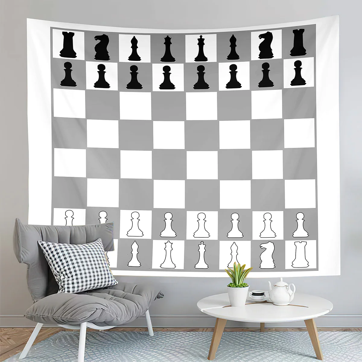 Chess Game Posters Tapestry Square Chessboard Tapestry Creative Arts Tapestry Wall Hanging Living Room Bedroom Dorm Tapestries