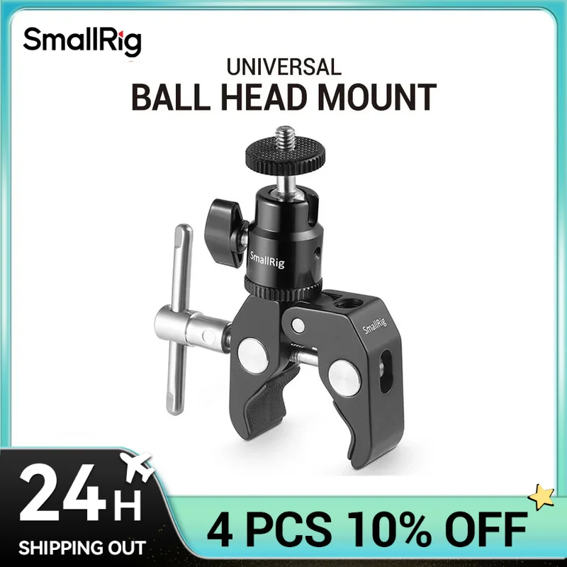 SmallRig DSLR Camera Super Clamp Holder w/ Ball Head Mount Hot Shoe Adapter For Gopro/Camera Light/Monitor Attachment 1124