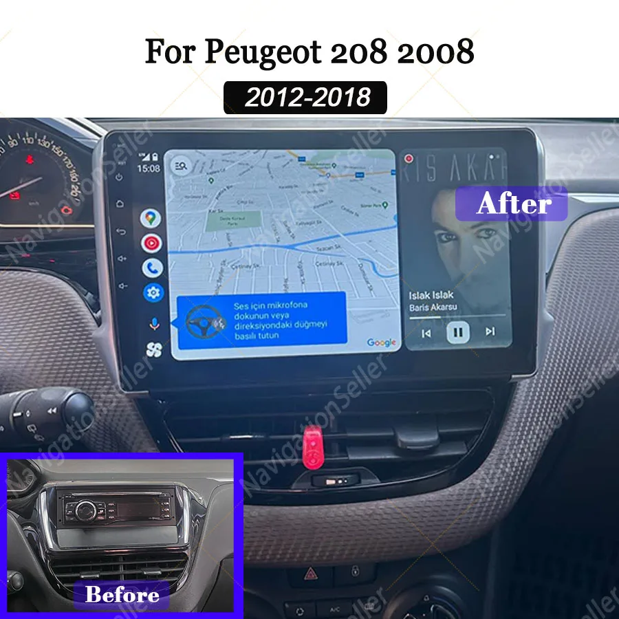 

Android Head Unit Carplay For Peugeot 208 2008 2012-2018 Autoradio Stereo Touch Screen Uprade Multimedia Video Player Camera DAB