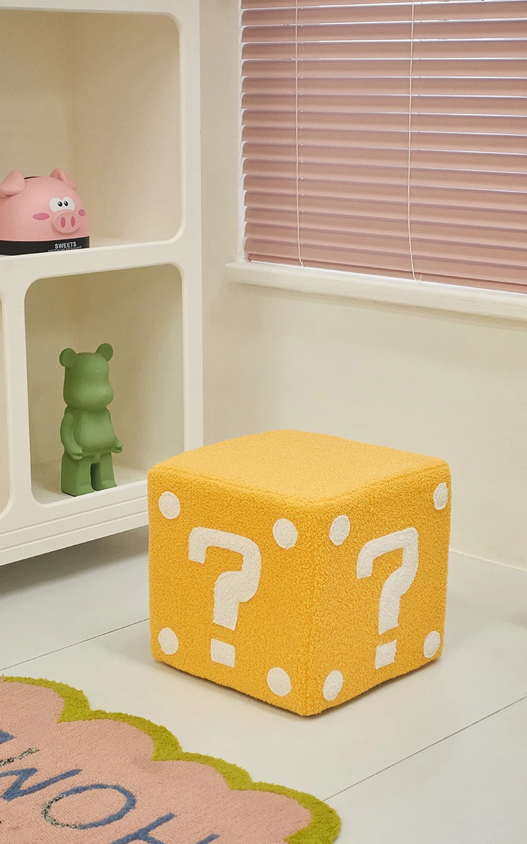 

Simple creative question mark square stool modern home door changing stool cute plush low stool