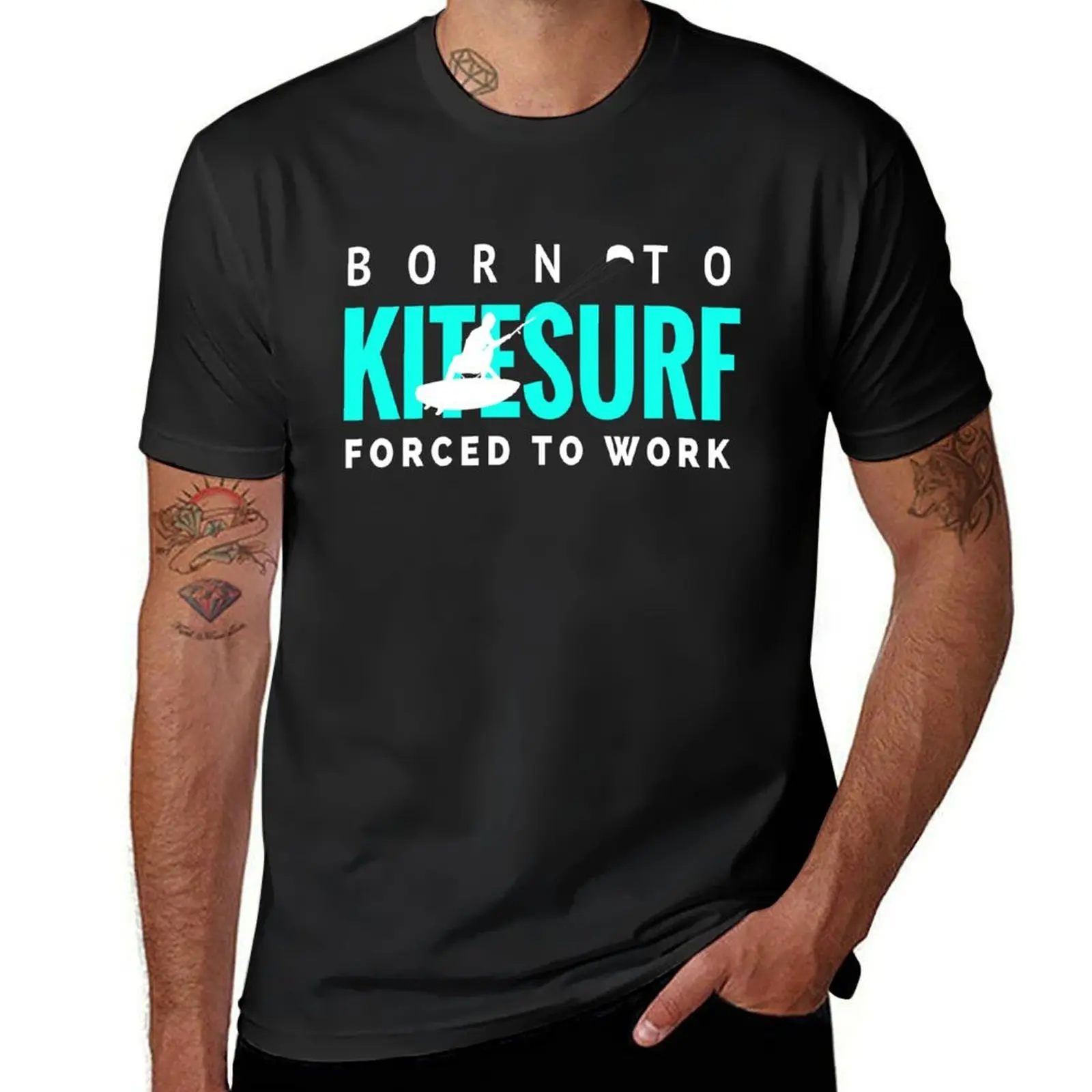 Born To Kitesurf Forced to Work T-Shirt funnys blacks men clothing