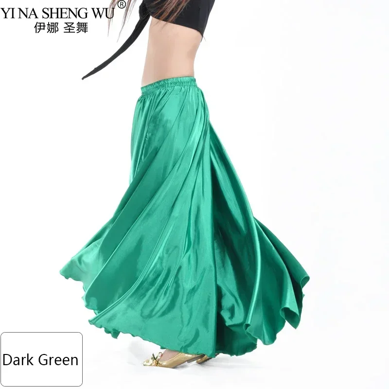 Jupe longue gitane de danse du ventre en Satin, grande balançoire, jupe de soleil Flamenco espagnole à 360 degrés, 14 couleurs, Costume de danse pour femmes danseuses