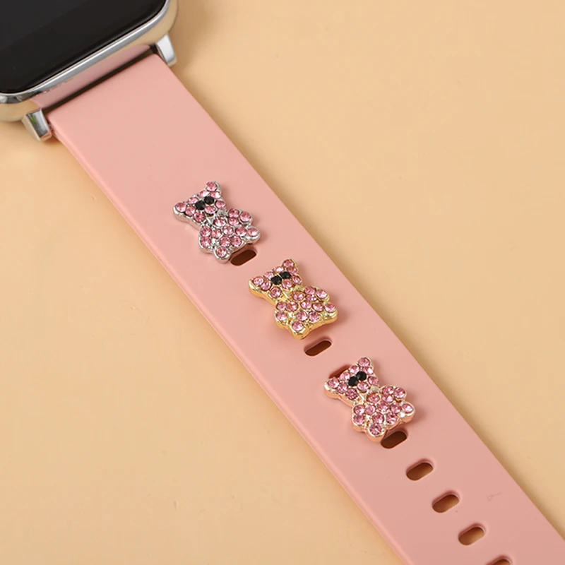 Siliconen Band Decoratieve Bedels Voor Iwatch Metalen Schattige Cartoon Beer Accessoires Nagelstrik Ornament Voor Smart Band Band Band Armband