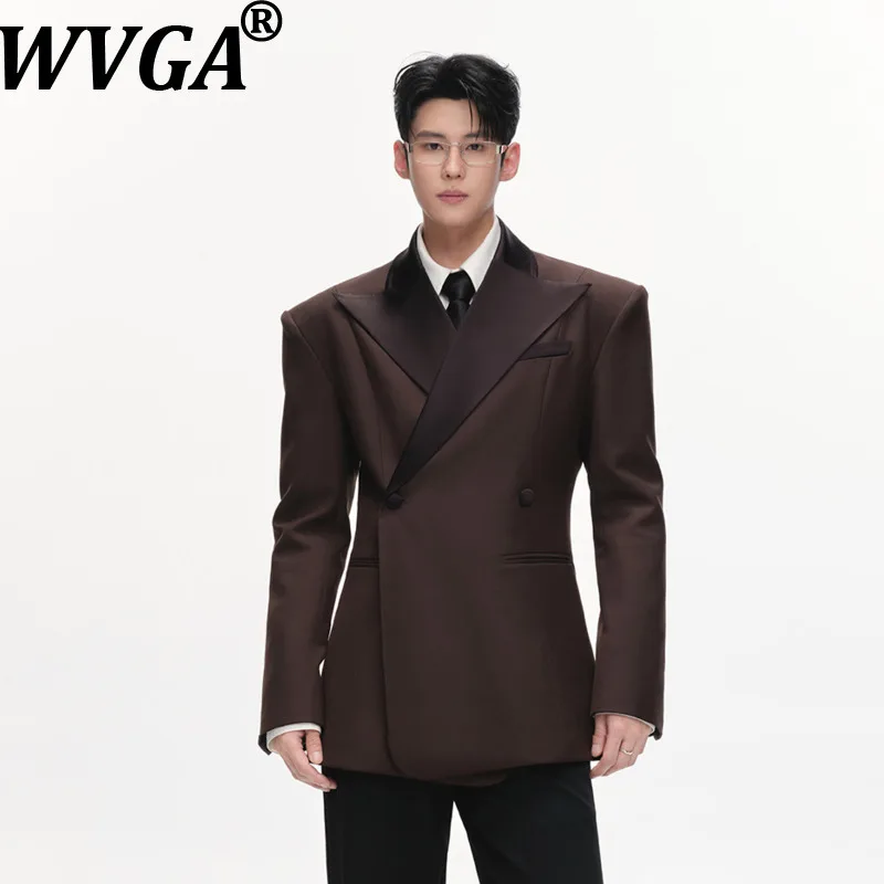 WVGA Spring Autumn New Men's Lapel Waist-Cinching Deconstructed Large Collar Blazer Niche Chic Casual Long Sleeved Jacket W27360