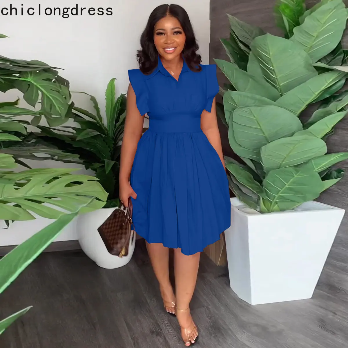 sachin and babi light blue dress Mardi Gras Women's EU / US Size Maxi Dress Casual Dress Beach Dress Spring  Dress Cotton Midi Dress Elegant Tropical Casual Elbow Sleeve Home Party  Street Loose Fit Plain Short Sleeve V